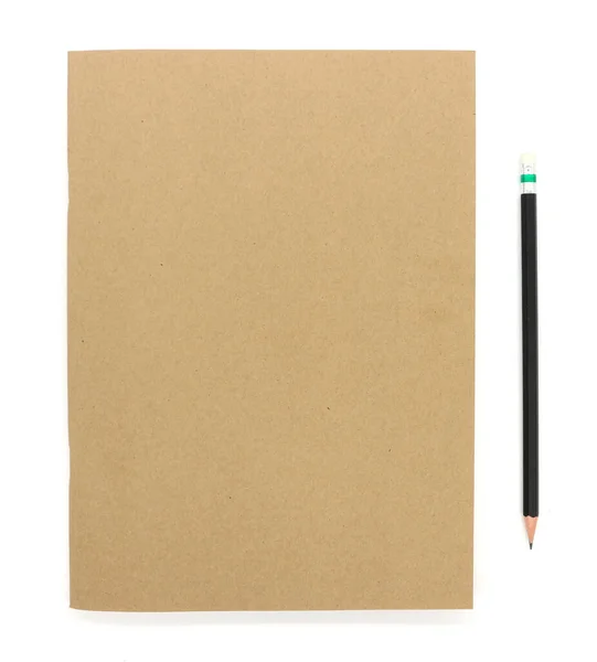 Potlood Notebook Geïsoleerd Een Witte Achtergrond — Stockfoto