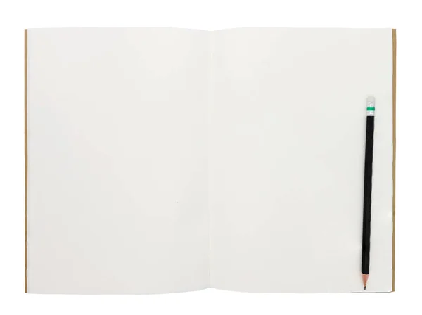 Pensil Dan Notebook Diisolasi Pada Latar Belakang Putih — Stok Foto