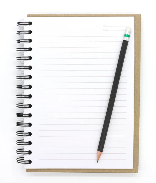 Lápis Caderno Isolados Sobre Fundo Branco — Fotografia de Stock