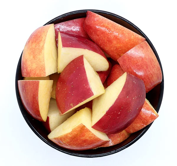 Bowl Apple Slices White Background — Stock Photo, Image