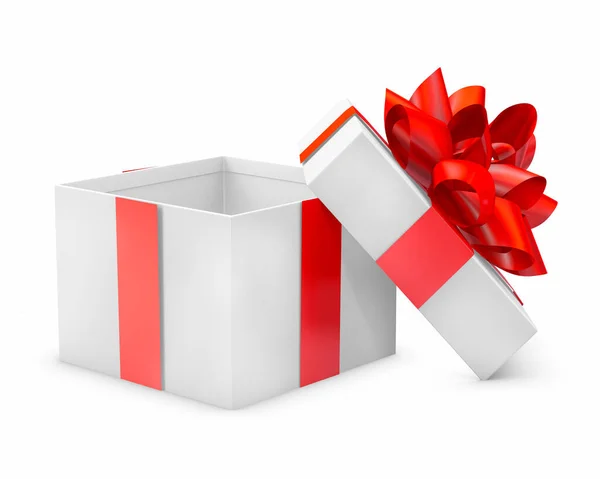 Kerstmis Nieuwjaar Rode Geschenkdoos Witte Achtergrond Rendering — Stockfoto