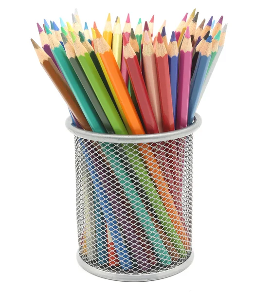 Color Pencils Pencil Case White Background — Stock Photo, Image