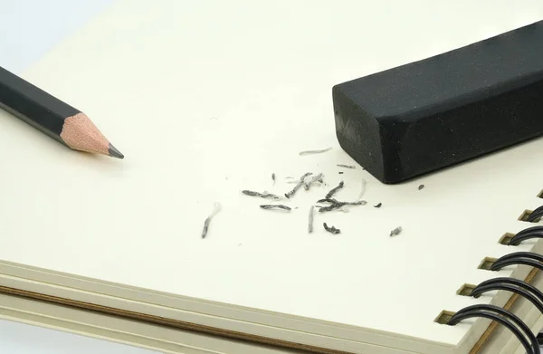 Eraser Removing Written Mistake Piece Paper — Stock Photo, Image