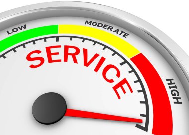 servis düzeyi ölçer, beyaz arkaplanda izole edilmiş 3d görüntüleme