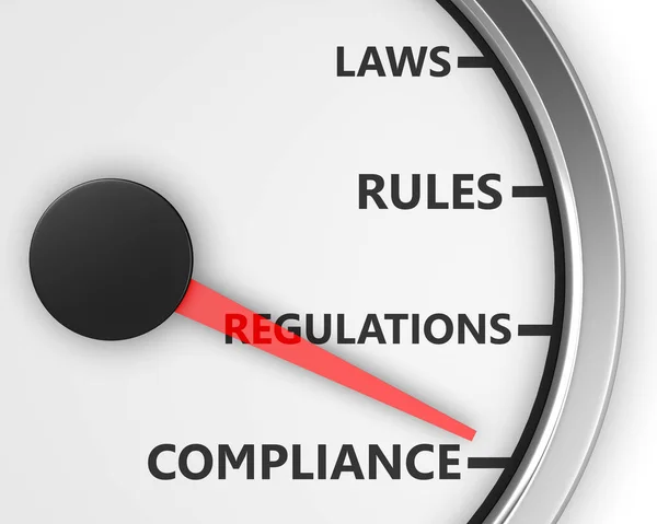Compliance Regeln Gesetze Vorschriften Tacho Rendering — Stockfoto