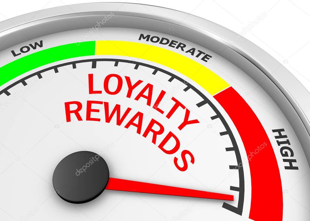 loyalty rewards level to maximum conceptual meter, 3d rendering
