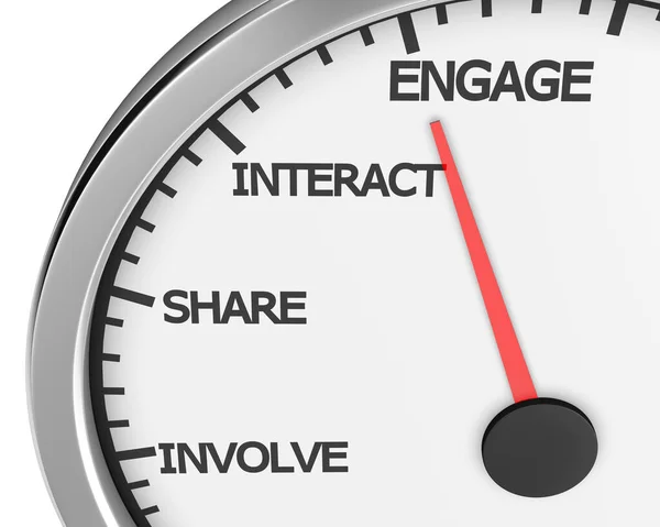 Involucrar Compartir Interact Engage Meter Visualización Ilustración —  Fotos de Stock