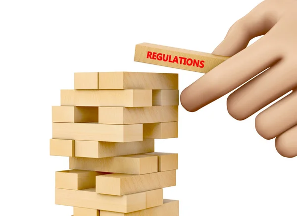 Regulation Concept Wooden Blocks Rendering — Stock Photo, Image