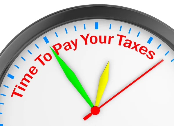 Tempo Para Pagar Seus Impostos Conceito Relógio Renderização — Fotografia de Stock