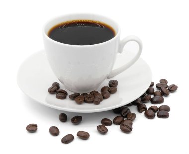 Beyaz arka planda kahve fincanı.