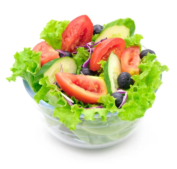 Salada Legumes Frescos Isolados Fundo Branco — Fotografia de Stock