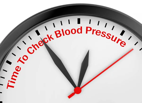 コンセプトクロックで血圧の動機メッセージを確認する 3Dレンダリング — ストック写真