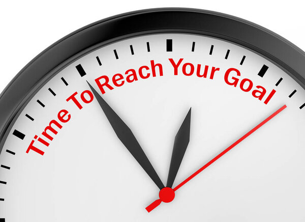 Time to reach your goal motivation on concept clock 3d rendering