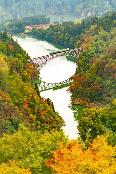 日本秋天的福岛Tadami线 — 图库照片