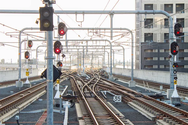 Tren istasyonu yakınında bir sürü tren yolu var.