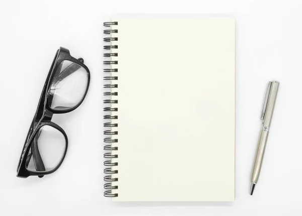 Notebook Isolado Fundo Branco Vista Superior — Fotografia de Stock