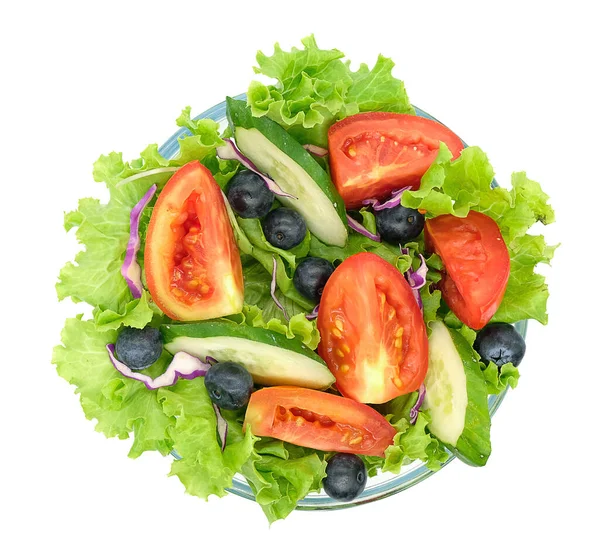 Salada Legumes Frescos Isolados Fundo Branco — Fotografia de Stock