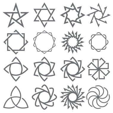 Soyut 16 Yıldız ve Şekil Twist. Vektör İllüstrasyonu