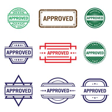 onaylı pul Seti. onaylı işaret. Vektör çizimi