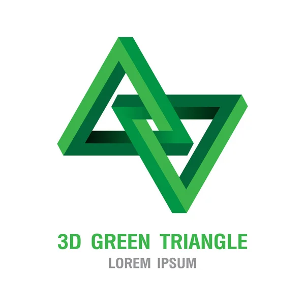 Icône Triangle Illusion Optique Dimension Géométrique Verte Illustration Logo Design — Image vectorielle