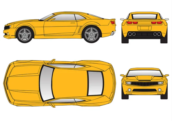 Gelbe Auto Vektorvorlage Auf Weißem Hintergrund Sportwagen Isoliert — Stockvektor