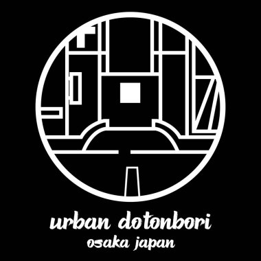 Çember çizgisi Urban Dotonbori. vektör illüstrasyonu