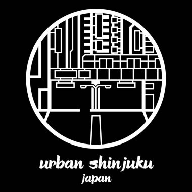 Çember çizgisi şehir shinjuku 'su. vektör illüstrasyonu