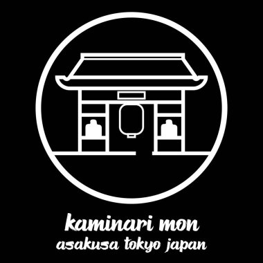 Çember çizgisi Kaminari mon. vektör illüstrasyonu