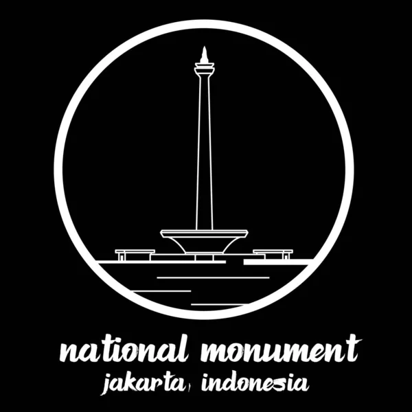 Circle Icon National Monument Indonecia Sign Symbol Vector Illustration — Stock Vector