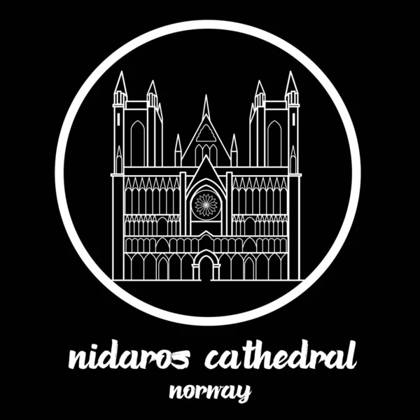 Circle Icon Nidaros Kathedrale Zeichensymbol Vektorillustration — Stockvektor
