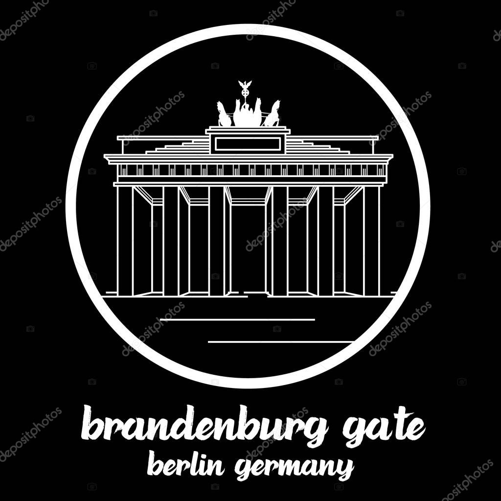 Circle Icon Brandenburg Gate. sign symbol. vector illustration