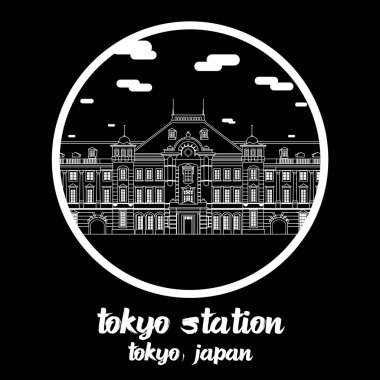 Tokyo İstasyonu Simge hattını çember içine alın. Vektör illüstrasyonu
