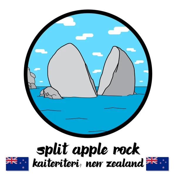 Circle Icon Split Apple Rock Illustrazione Vettoriale — Vettoriale Stock