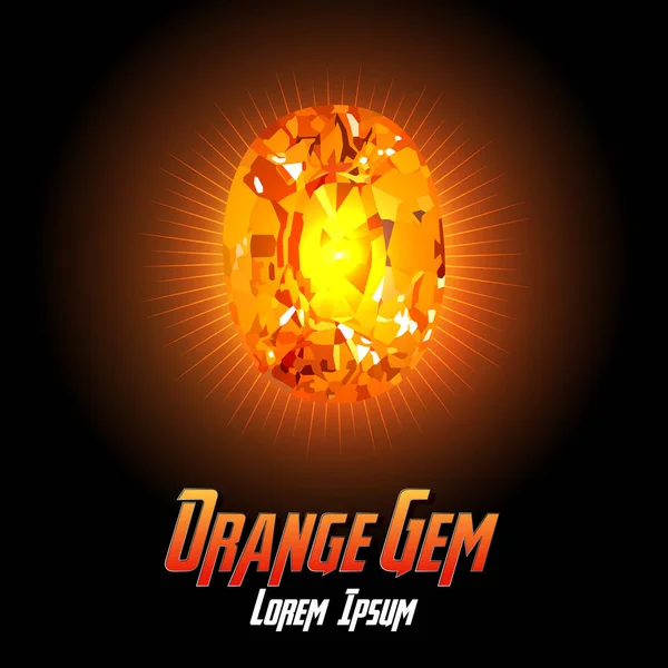 Orange Gem Couleur Sur Fond Couleur Avec Couleur Flair Illustration — Image vectorielle