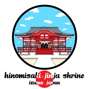 Icon Hinomisaki-jinja Tapınağı 'nın etrafını sarın. vektör illüstrasyonu