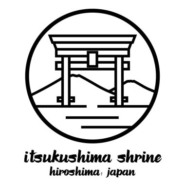 Çember çizgisi Itsukushima Tapınağı. vektör illüstrasyonu