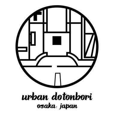 Çember çizgisi Urban Dotonbori. vektör illüstrasyonu