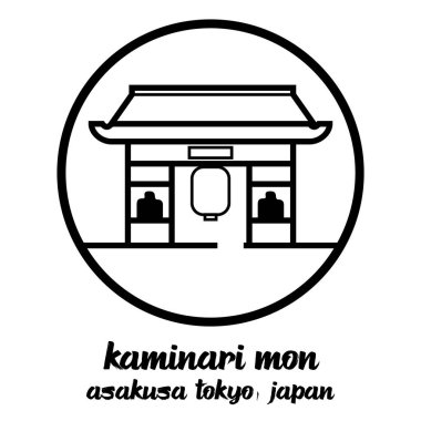 Çember çizgisi Kaminari mon. vektör illüstrasyonu