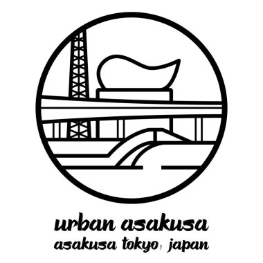 Şehir merkezi Asakusa 'yı çember içine alın. vektör illüstrasyonu