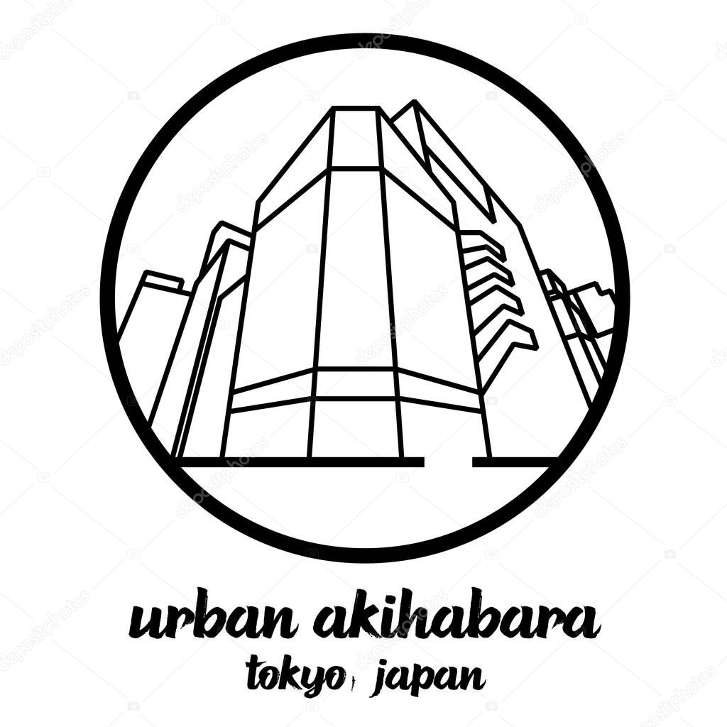 Circle icon line urban Akihabara. vector illustration