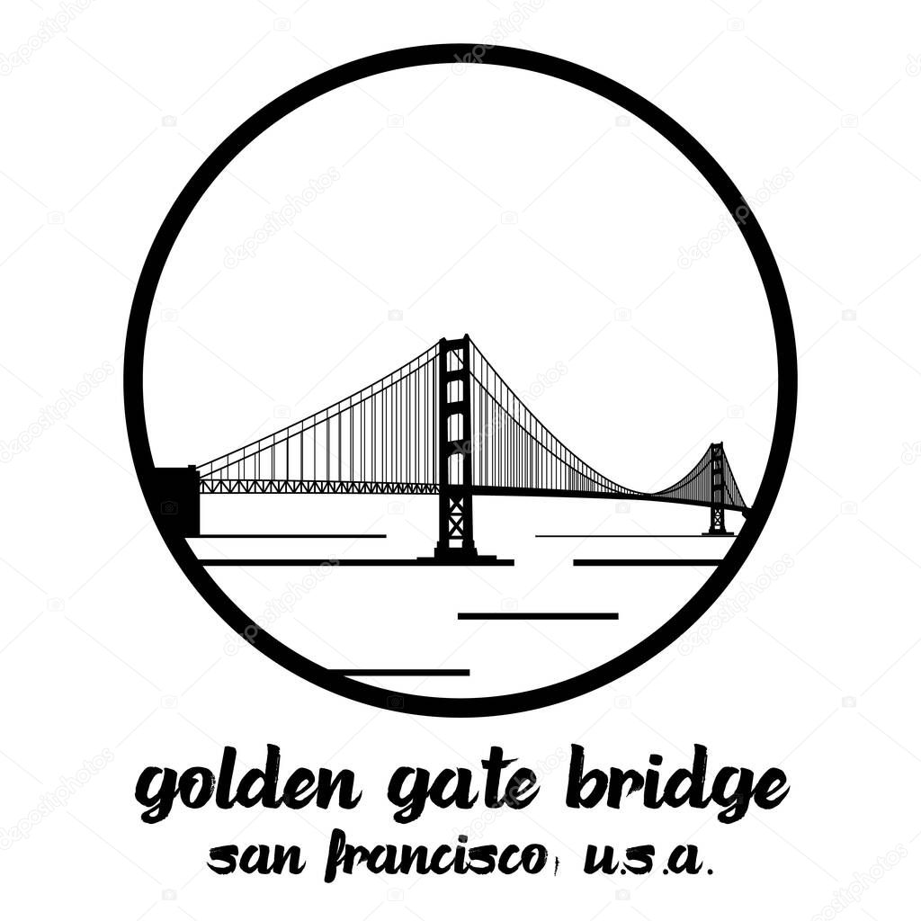 Circle Icon Golden Gate Bridge. vector illustration