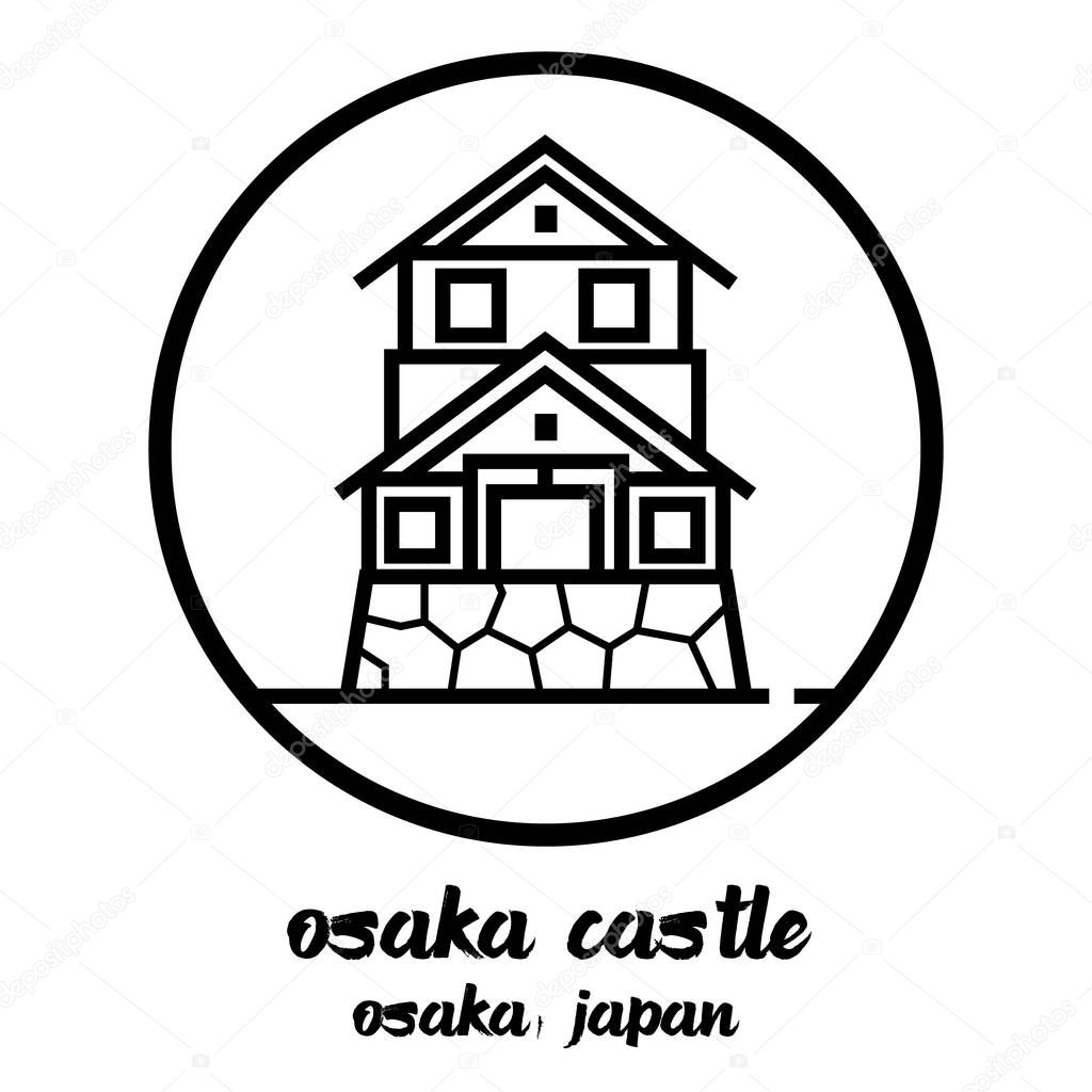 Circle icon line Osaka castle. vector illustration