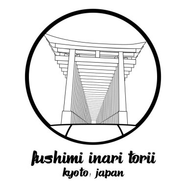 Çember çizgisi Fushimi Inari Torii. vektör illüstrasyonu