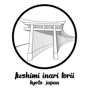 Çember çizgisi Fushimi Inari Torii. vektör illüstrasyonu
