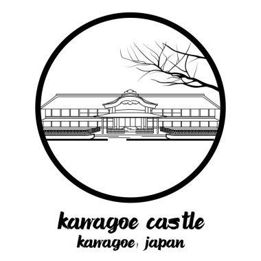Çember çizgisi Kawagoe Kalesi. vektör illüstrasyonu