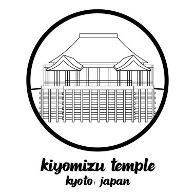 Çember çizgisi Kiyomizu Tapınağı. vektör illüstrasyonu