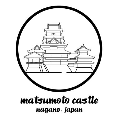 Çember çizgisi Matsumoto kalesi. vektör illüstrasyonu