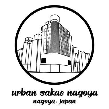 Japonya 'nın Nagoya ikonundaki Urban Sakae semtinin etrafını sarın. vektör illüstrasyonu
