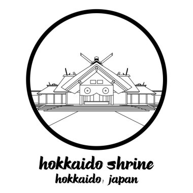 Çember çizgisi Hokkaido Tapınağı. vektör illüstrasyonu