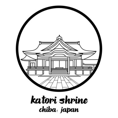 Çember çizgisi Katori Tapınağı. vektör illüstrasyonu